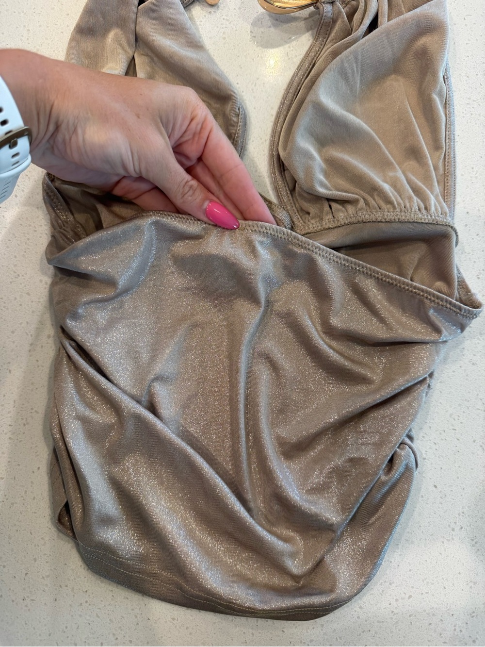 Tiger Mist Champange Ruched Crop Top | Metallic Bustier Size XS - Picture 7 of 9